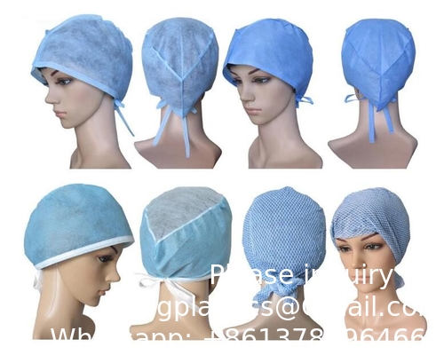 Disposable nonwoven Surgical cap DISPOSABLE NURSE SURGICAL HEADCAP NON WOVEN CAP BOUFFANT HAIR NET SHOW