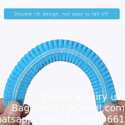 Blue Disposable Nonwoven Bouffant Caps Hair Net Hair Sleeves With Swivel Side Headbands, Unisex, Perfect For Sleeping