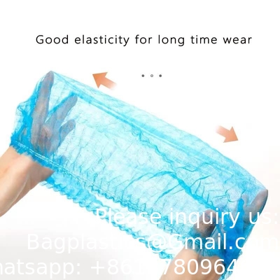 Blue Disposable Nonwoven Bouffant Caps Hair Net Hair Sleeves With Swivel Side Headbands, Unisex, Perfect For Sleeping