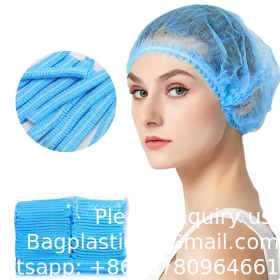 Blue Disposable Nonwoven Bouffant Caps Hair Net Hair Sleeves With Swivel Side Headbands, Unisex, Perfect For Sleeping