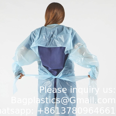 Plastic Gown, CPE gown, Polyethylene, Level 1, Disposable, Non-Surgical Isolation Gowns, Blue, Protective