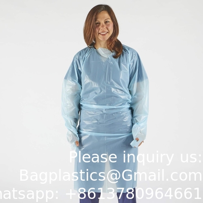 Plastic Gown, CPE gown, Polyethylene, Level 1, Disposable, Non-Surgical Isolation Gowns, Blue, Protective