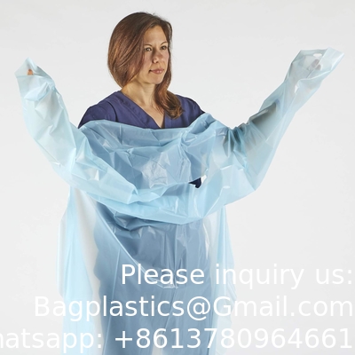 Plastic Gown, CPE gown, Polyethylene, Level 1, Disposable, Non-Surgical Isolation Gowns, Blue, Protective