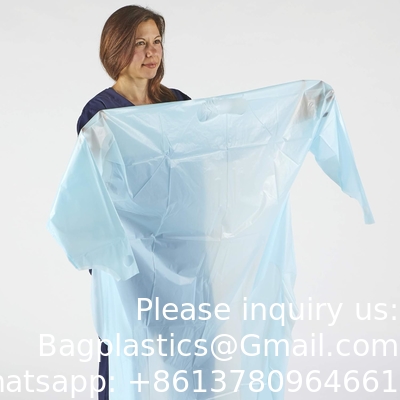 Plastic Gown, CPE gown, Polyethylene, Level 1, Disposable, Non-Surgical Isolation Gowns, Blue, Protective