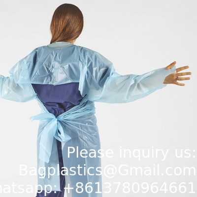 Plastic Gown, CPE gown, Polyethylene, Level 1, Disposable, Non-Surgical Isolation Gowns, Blue, Protective
