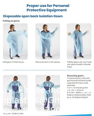 Plastic Gown, CPE gown, Polyethylene, Level 1, Disposable, Non-Surgical Isolation Gowns, Blue, Protective
