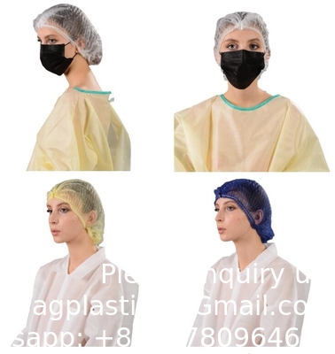 Disposable Medical Non Woven Strip Cap Bouffant Head Cover Hair Net Surgical Doctor Nurse Hat Round Mob Cap
