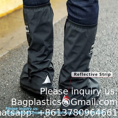 Waterproof Shoe Covers, Reusable Foldable Rain Boot Shoe Cover With Zipper, Non-Slip, Reflector, Men Women Rain Gear