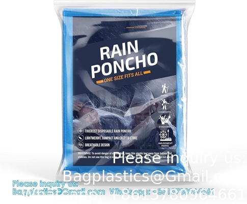 Disposable Rain Ponchos For Adults With Hood,Emergency Rain Gear For Camping,Hiking,Walking,Watching Games