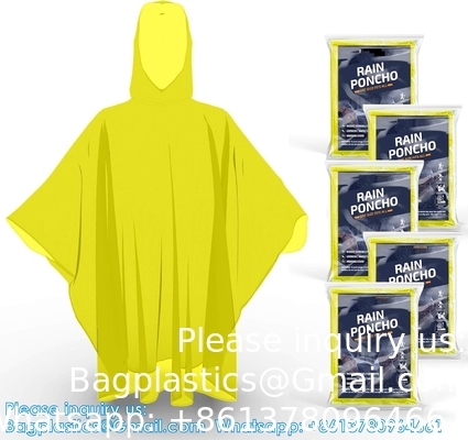 Disposable Rain Ponchos For Adults With Hood,Emergency Rain Gear For Camping,Hiking,Walking,Watching Games