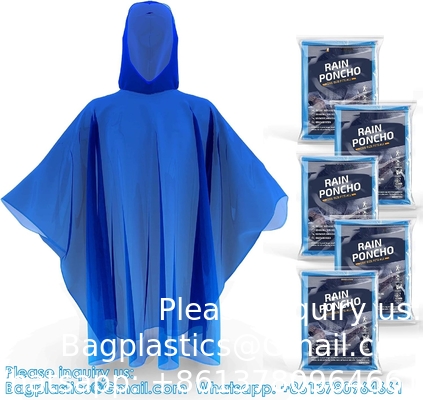 Disposable Rain Ponchos For Adults With Hood,Emergency Rain Gear For Camping,Hiking,Walking,Watching Games