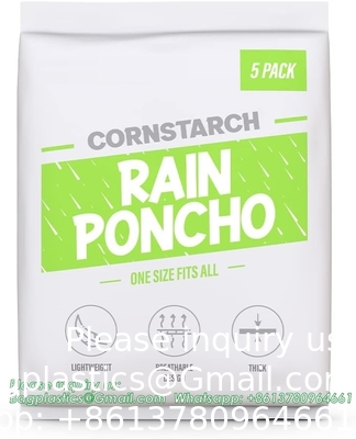 100% PLANT-BASED, Compostable, Biodegradable, Cornstarch, Recyclable, Recycled Rain Ponchos with hood adults