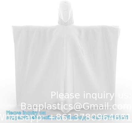 100% PLANT-BASED, Compostable, Biodegradable, Cornstarch, Recyclable, Recycled Rain Ponchos with hood adults