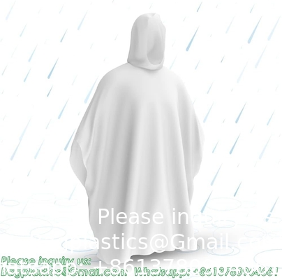 100% PLANT-BASED, Compostable, Biodegradable, Cornstarch, Recyclable, Recycled Rain Ponchos with hood adults