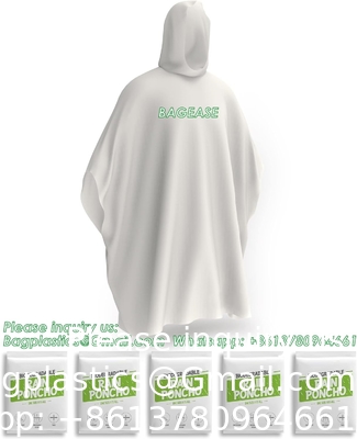 100% PLANT-BASED, Compostable, Biodegradable, Cornstarch, Recyclable, Recycled Rain Ponchos with hood adults