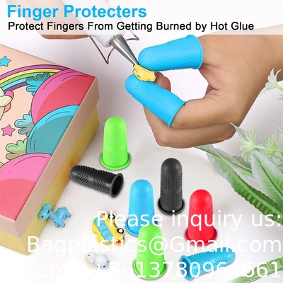 Rubber Fingers Covers, Silicone Finger Protector Sleeve Tips Guard Fingertip Thumb Cots Pads For Hot Glue