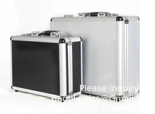 Custom Large Aluminum Sliver Tool Carrying Box Heavy Duty Aluminum Storage Brief Case