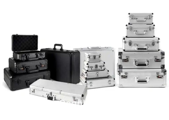 Custom Large Aluminum Sliver Tool Carrying Box Heavy Duty Aluminum Storage Brief Case