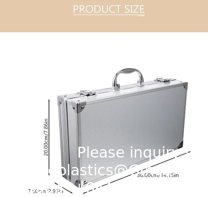 Custom Large Aluminum Sliver Tool Carrying Box Heavy Duty Aluminum Storage Brief Case