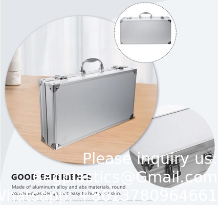 Custom Large Aluminum Sliver Tool Carrying Box Heavy Duty Aluminum Storage Brief Case