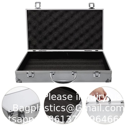 Custom Large Aluminum Sliver Tool Carrying Box Heavy Duty Aluminum Storage Brief Case