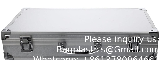 Custom Large Aluminum Sliver Tool Carrying Box Heavy Duty Aluminum Storage Brief Case