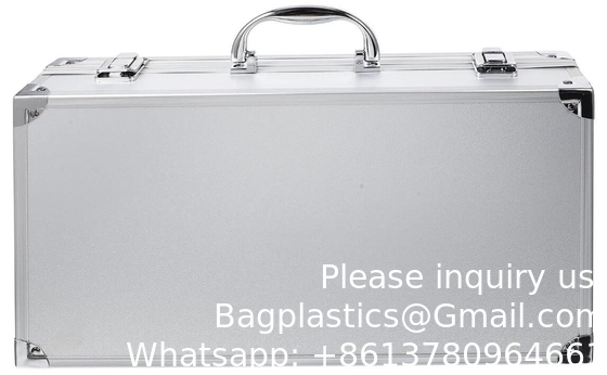 Custom Large Aluminum Sliver Tool Carrying Box Heavy Duty Aluminum Storage Brief Case