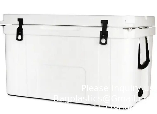 Heavy duty 78l Plastic trolley ice storage box Customized Rotomolded Trolley Water Cooler Box