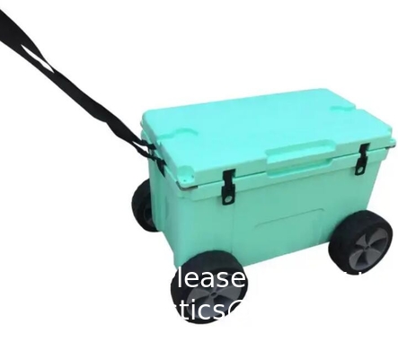 Heavy duty 78l Plastic trolley ice storage box Customized Rotomolded Trolley Water Cooler Box