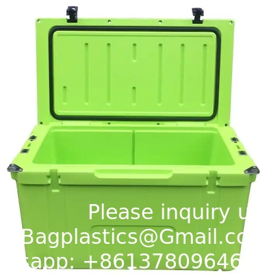 Heavy duty 78l Plastic trolley ice storage box Customized Rotomolded Trolley Water Cooler Box