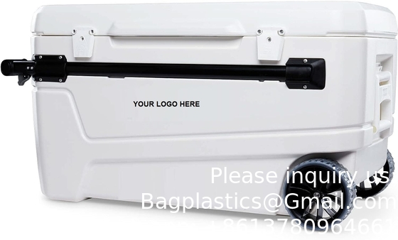 55 Quart  Best Sell Ice Box 4 Wheel Premium Wheeled Cooler Foam Insulation Foldable Backrest Seat Chilly Chest