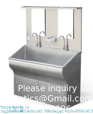 Hand Washing Sink Wash Basin With Automatic Sensor And Mirror Customized Scrub Sink Induction Pedal Operated