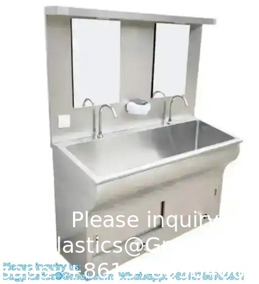 Hand Washing Sink Wash Basin With Automatic Sensor And Mirror Customized Scrub Sink Induction Pedal Operated