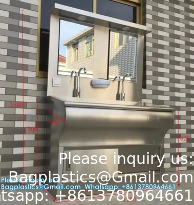 Hand Washing Sink Wash Basin With Automatic Sensor And Mirror Customized Scrub Sink Induction Pedal Operated
