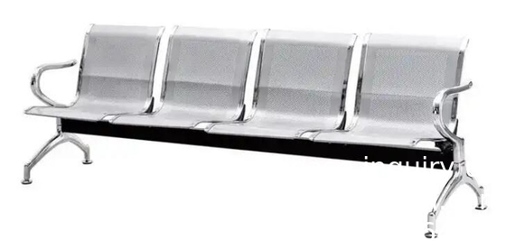 Silver 3 4 5 Seater Stainless Steel Accompanying Chair Hospital Waiting Chair Airport waiting Chair Bench