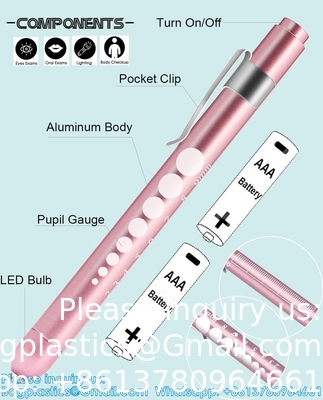 OEM Aluminum Alloy Nursing Pen Light Doctor Torch Customized Led Medical Penlight With Pupil Gauge For Nurse