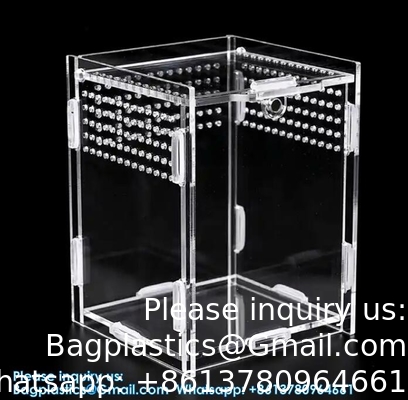 Acrylic Reptile Terrarium Clear View Transparent Acrylic Box Feeding Box For Small Animals Insect