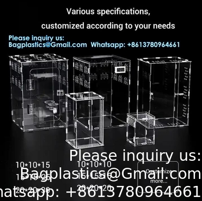 Acrylic Reptile Terrarium Clear View Transparent Acrylic Box Feeding Box For Small Animals Insect