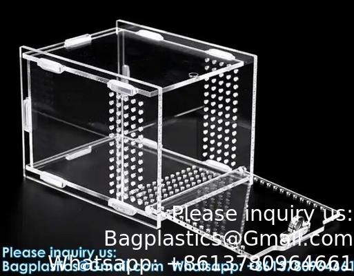 Acrylic Reptile Terrarium Clear View Transparent Acrylic Box Feeding Box For Small Animals Insect