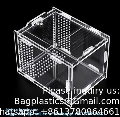 Acrylic Reptile Terrarium Clear View Transparent Acrylic Box Feeding Box For Small Animals Insect