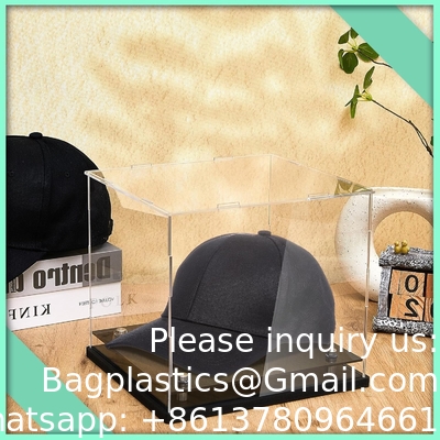 Clear Acrylic Display Case,Self-Assembly Display Box with Black Acrylic Base,Countertop Box Cube Organizer Stand Riser