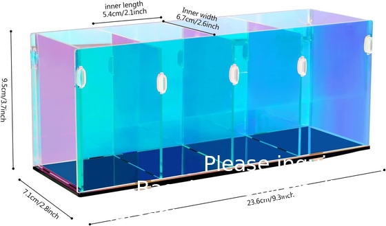 Colorful Transparent Pencil Holders,Acrylic Pen Holder,Makeup Organizer 4 Compartments For Desk,Vanity,Office