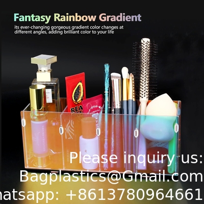 Colorful Transparent Pencil Holders,Acrylic Pen Holder,Makeup Organizer 4 Compartments For Desk,Vanity,Office