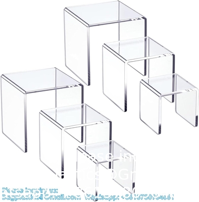 Clear Acrylic Display Risers 2 Sets, 3-Tier Risers Stands Showcase For Amiibo Funko Pop Figures, Dessert, Jewelry