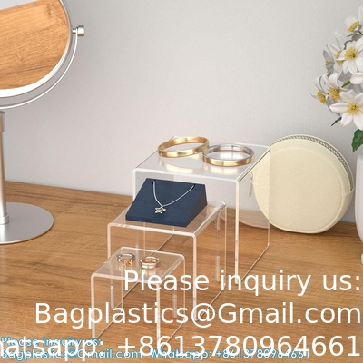 Clear Acrylic Display Risers 2 Sets, 3-Tier Risers Stands Showcase For Amiibo Funko Pop Figures, Dessert, Jewelry