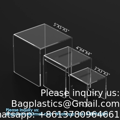Clear Acrylic Display Risers 2 Sets, 3-Tier Risers Stands Showcase For Amiibo Funko Pop Figures, Dessert, Jewelry