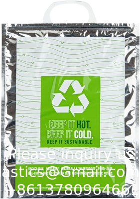 11.8 X 5.9 X 15 Inch Hot And Cold Bag, 1 Triple Layer Insulated Bag - Snap Lock Handles, Waterproof, Green &amp; Silver