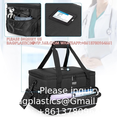 Large Insulated Medical Bag With Adjustable Dividers, Easy Clean Trauma Bag, Medicine Supplies Storage Bag For Home