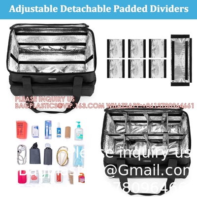 Large Insulated Medical Bag With Adjustable Dividers, Easy Clean Trauma Bag, Medicine Supplies Storage Bag For Home