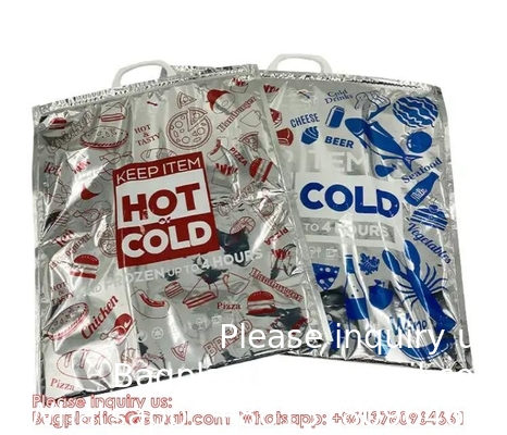 Foldable Disposable Aluminum Foil Insulated Meal Delivery Frozen Shopping Bag Hot And Cold Insulated Lunch Cooler Bag
